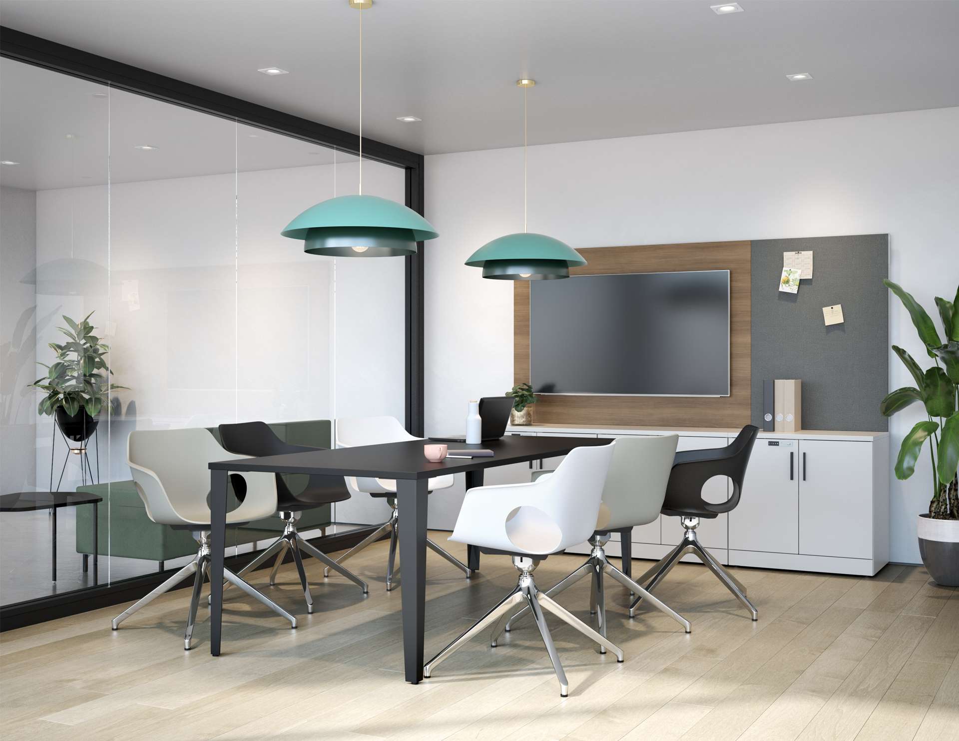 Black Conference Table and Chairs