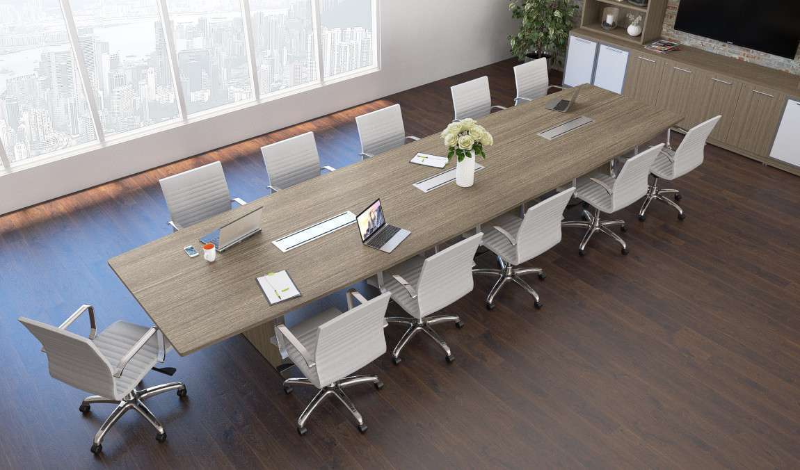 16' Conference Table with Power Noce Finish, 11 Leather Chairs Price $7999