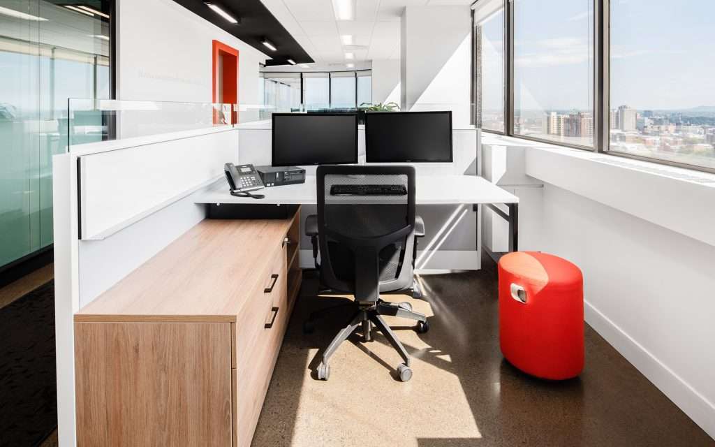 Open Plan Desk Credenza and Ottoman
