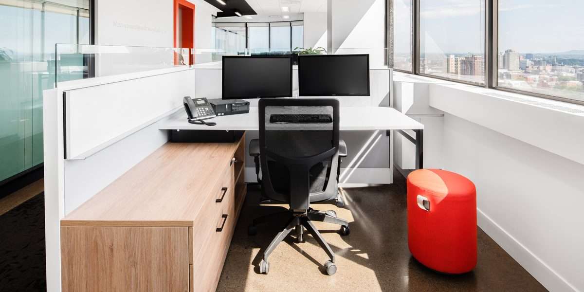 Open Plan Desk Credenza and Ottoman