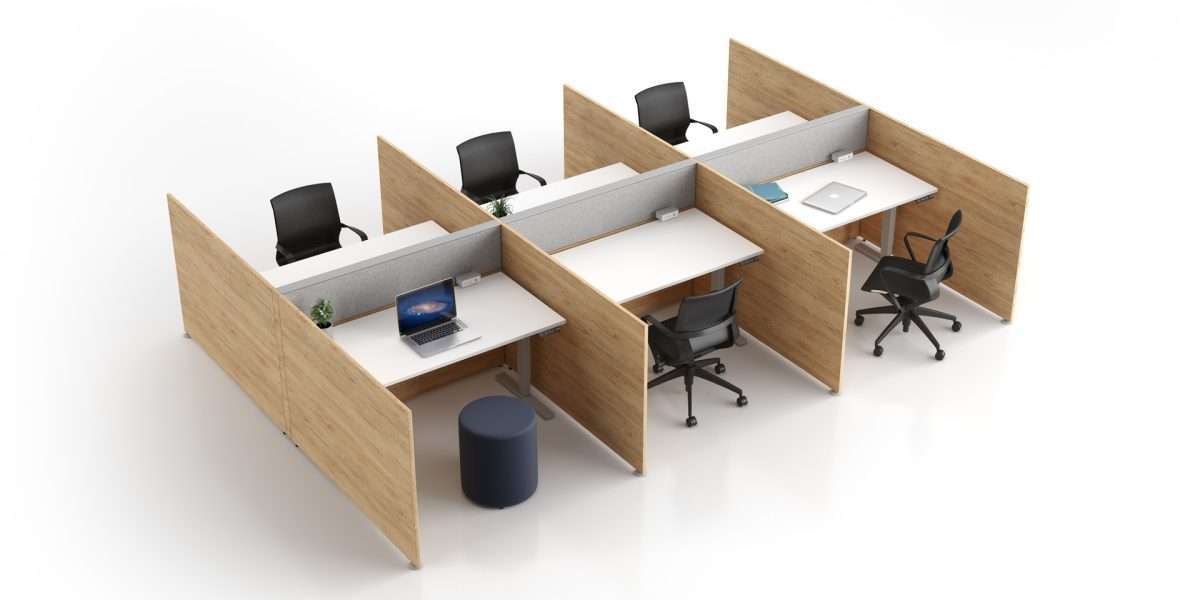 Laminate 6 Pack Electric Desk Cubicles