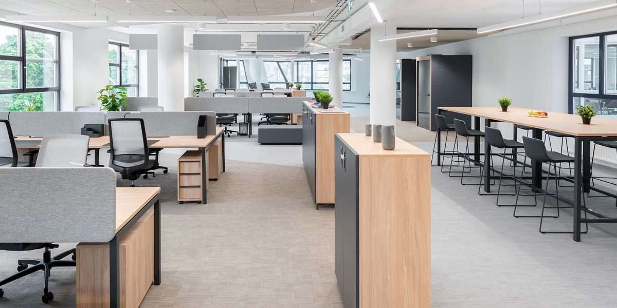 Affordable Open Plan Office Desks Storage and High Table Barstools