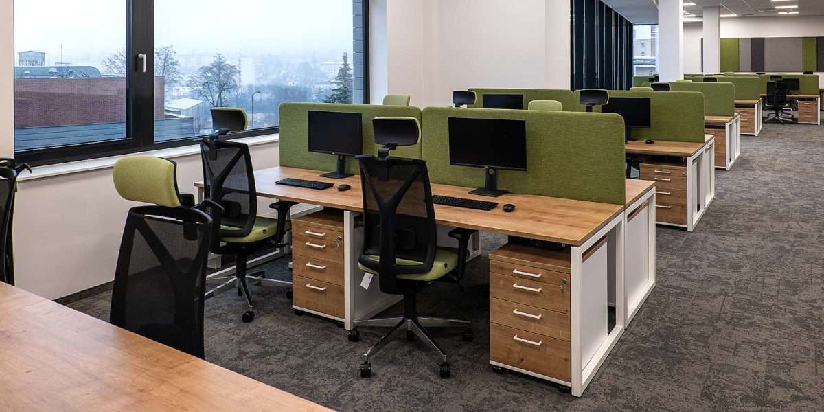 Open Plan Office Desks Green