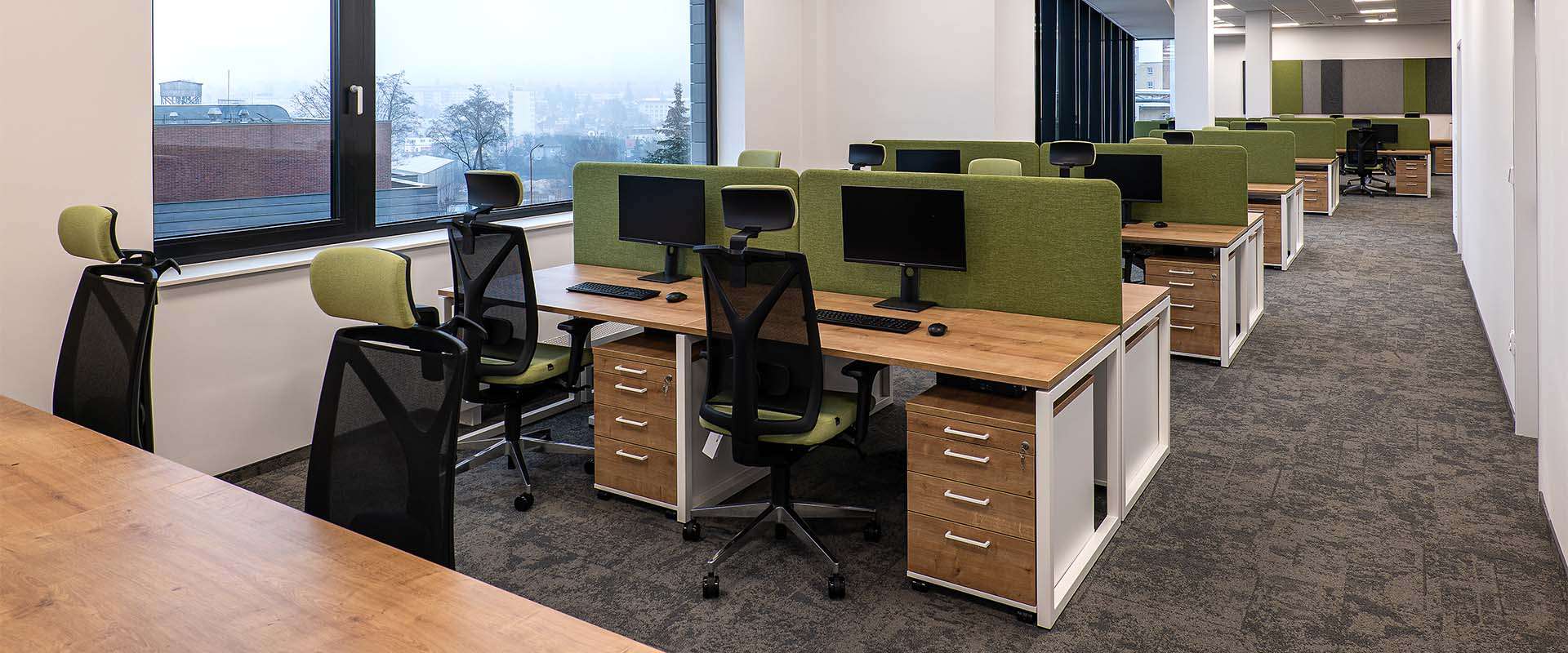 Open Plan Office Desks Green