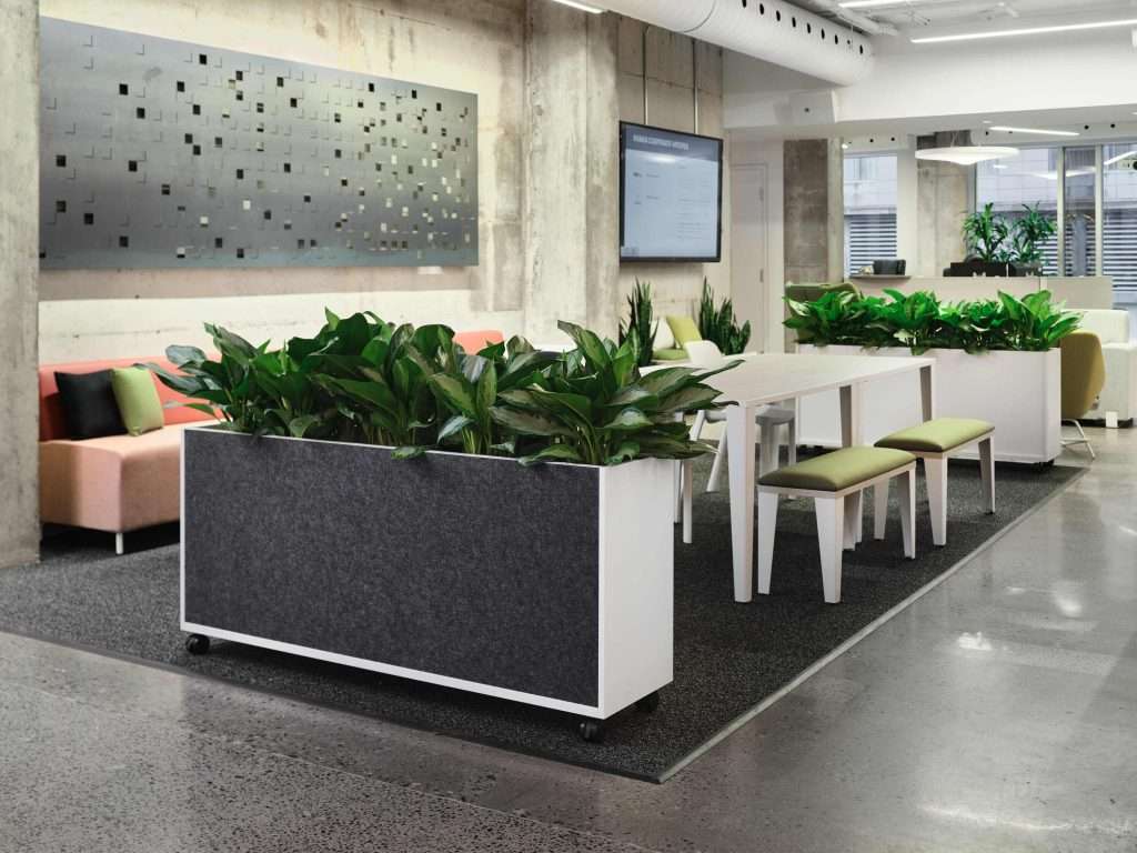Office Furniture Team Meeting Table Planters and Acoustics