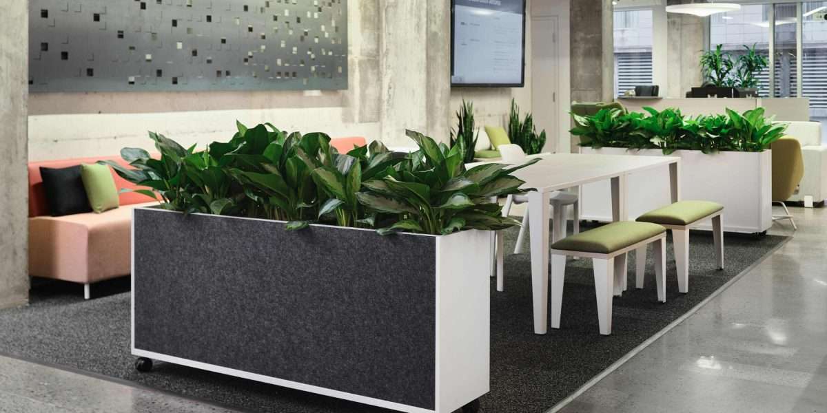 Office Furniture Team Meeting Table Planters and Acoustics