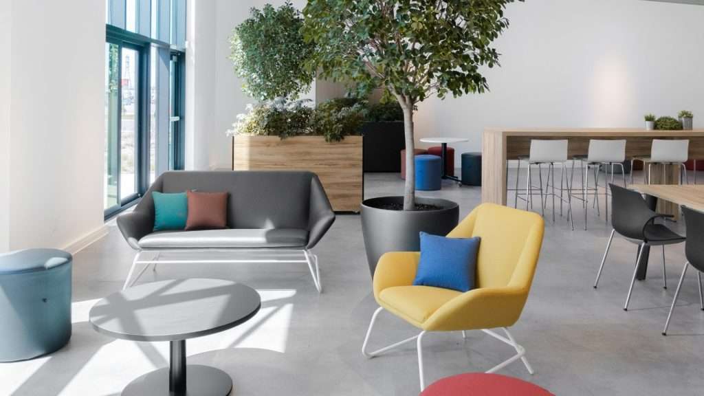 Coworking Space with Lounge and High Tables and Chairs