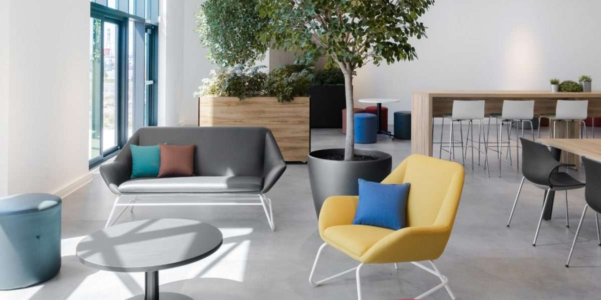 Coworking Space with Lounge and High Tables and Chairs