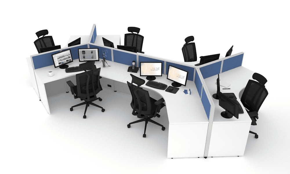 3 person desk pod cubicle